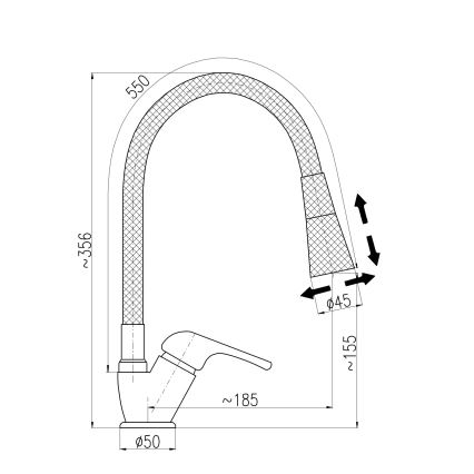 RAV Slezák SA006.0/13S - Grifo para fregadero con caño flexible SAZAVA 35,6 cm gris/cromo brillante