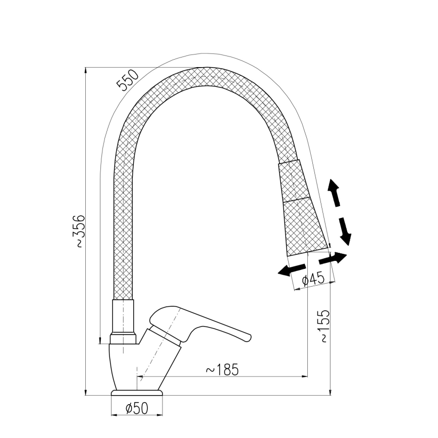 RAV Slezák SA006.0/13S - Grifo para fregadero con caño flexible SAZAVA 35,6 cm gris/cromo brillante