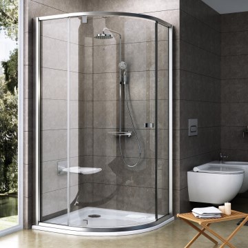 Ravak 37677U00Z1 - Mampara de ducha cuadrante de tres hojas PIVOT 90x90 cm, vidrio satinado
