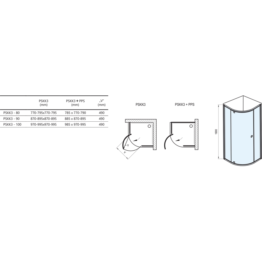 Ravak 37677U00Z1 - Mampara de ducha cuadrante de tres hojas PIVOT 90x90 cm, vidrio satinado