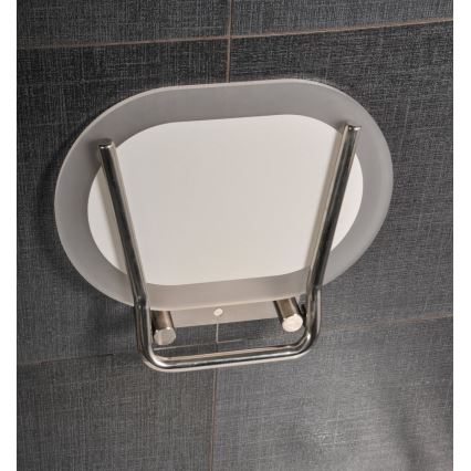 Ravak B8F0000029 - Asiento de ducha abatible OVO en acero inoxidable