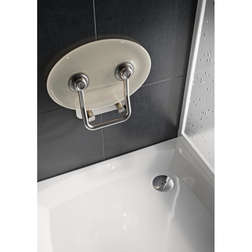 Ravak B8F0000048 - Asiento abatible para ducha OVO en acero inoxidable