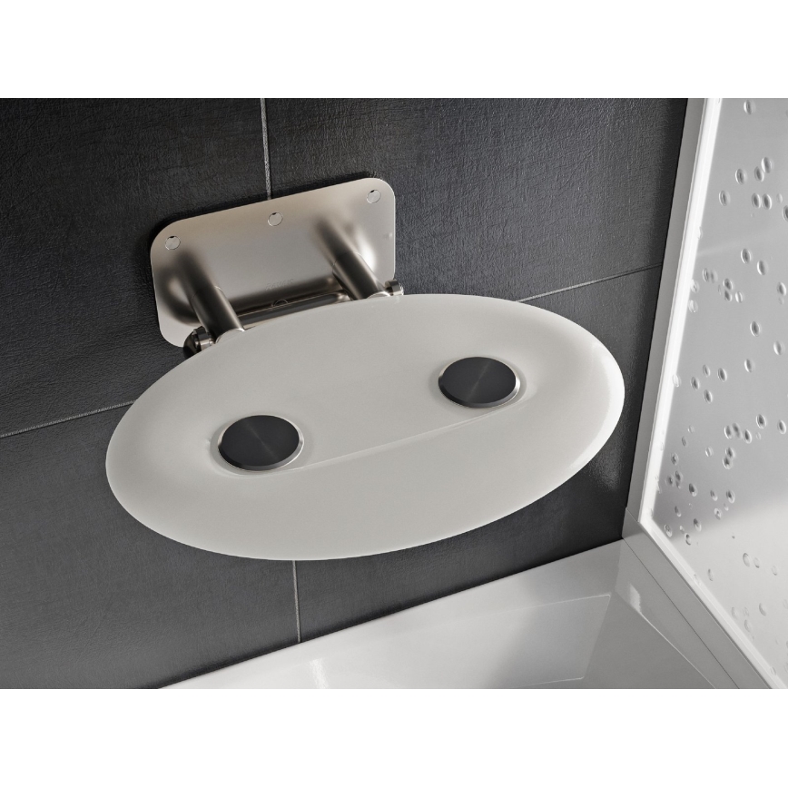 Ravak B8F0000049 - Asiento de ducha abatible OVO en acero inoxidable