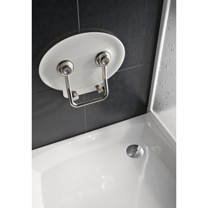 Ravak B8F0000049 - Asiento de ducha abatible OVO en acero inoxidable