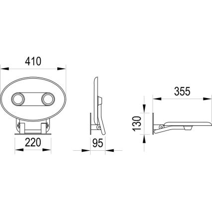 Ravak B8F0000049 - Asiento de ducha abatible OVO en acero inoxidable