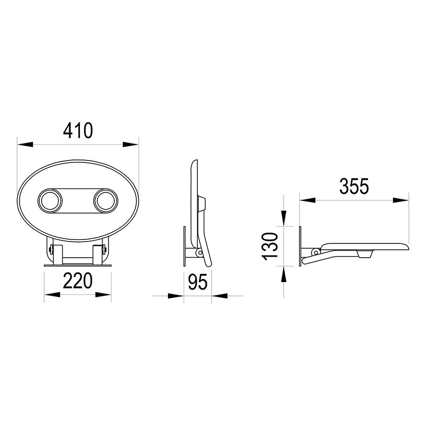 Ravak B8F0000049 - Asiento de ducha abatible OVO en acero inoxidable