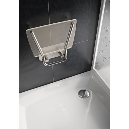 Ravak B8F0000051 - Asiento de ducha abatible OVO acero inoxidable