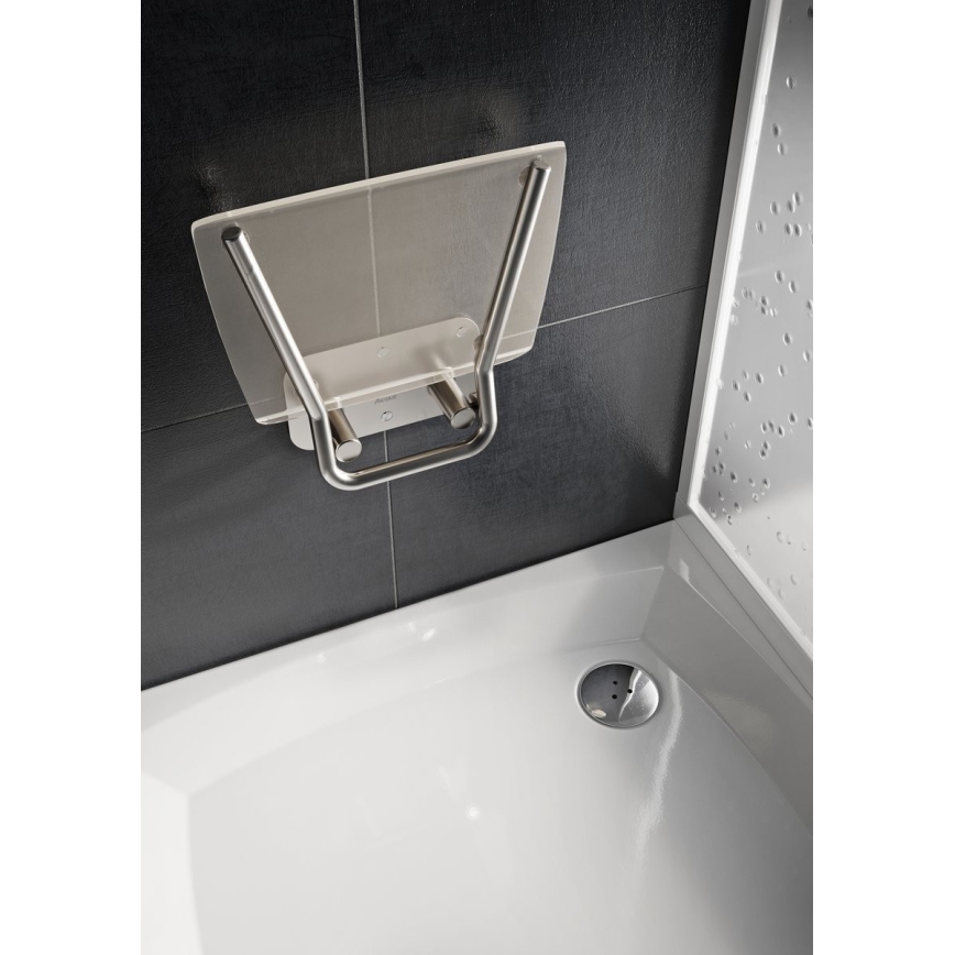 Ravak B8F0000051 - Asiento de ducha abatible OVO acero inoxidable