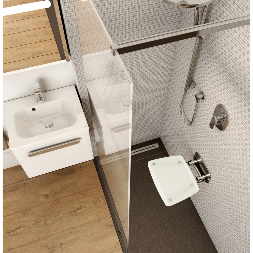 Ravak B8F0000051 - Asiento de ducha abatible OVO acero inoxidable