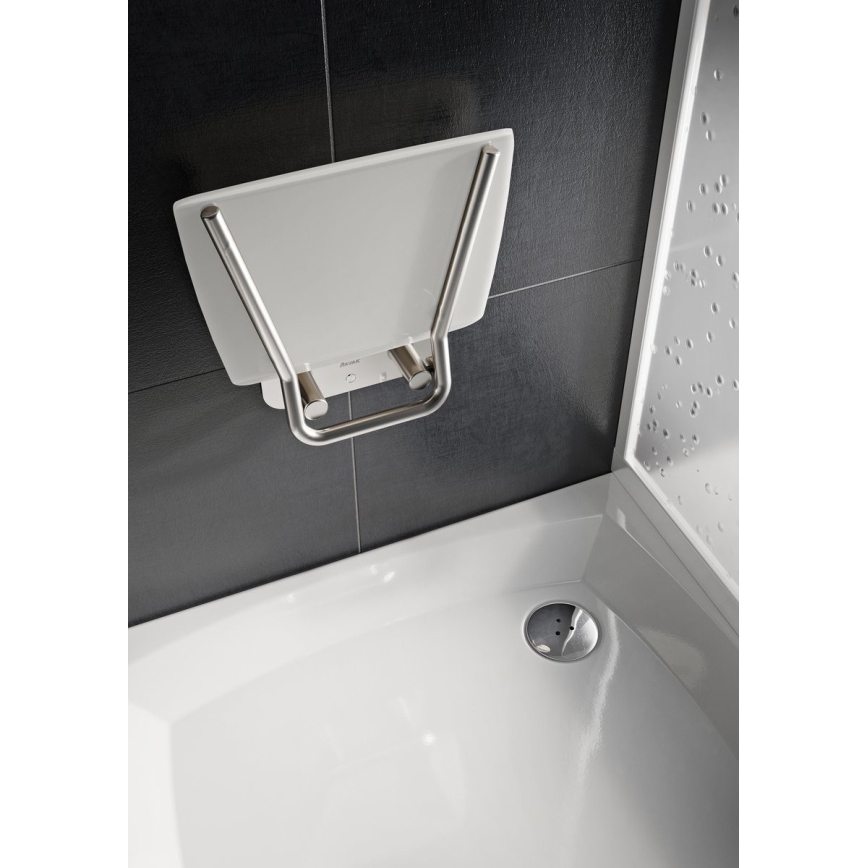 Ravak B8F0000052 - Asiento de ducha abatible OVO en acero inoxidable