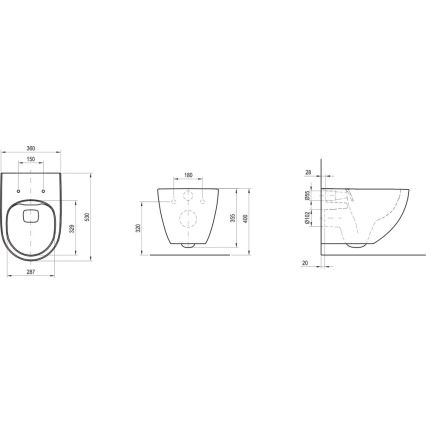 Ravak X01860 - Inodoro suspendido Rimless VITA cerámica/blanco