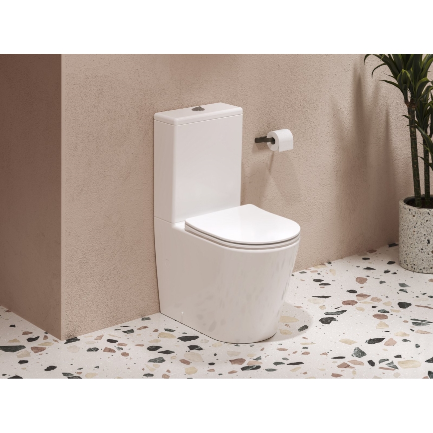 Ravak X01872 - Inodoro compacto sin brida con asiento SoftClose ELEGANT, cerámica/blanco