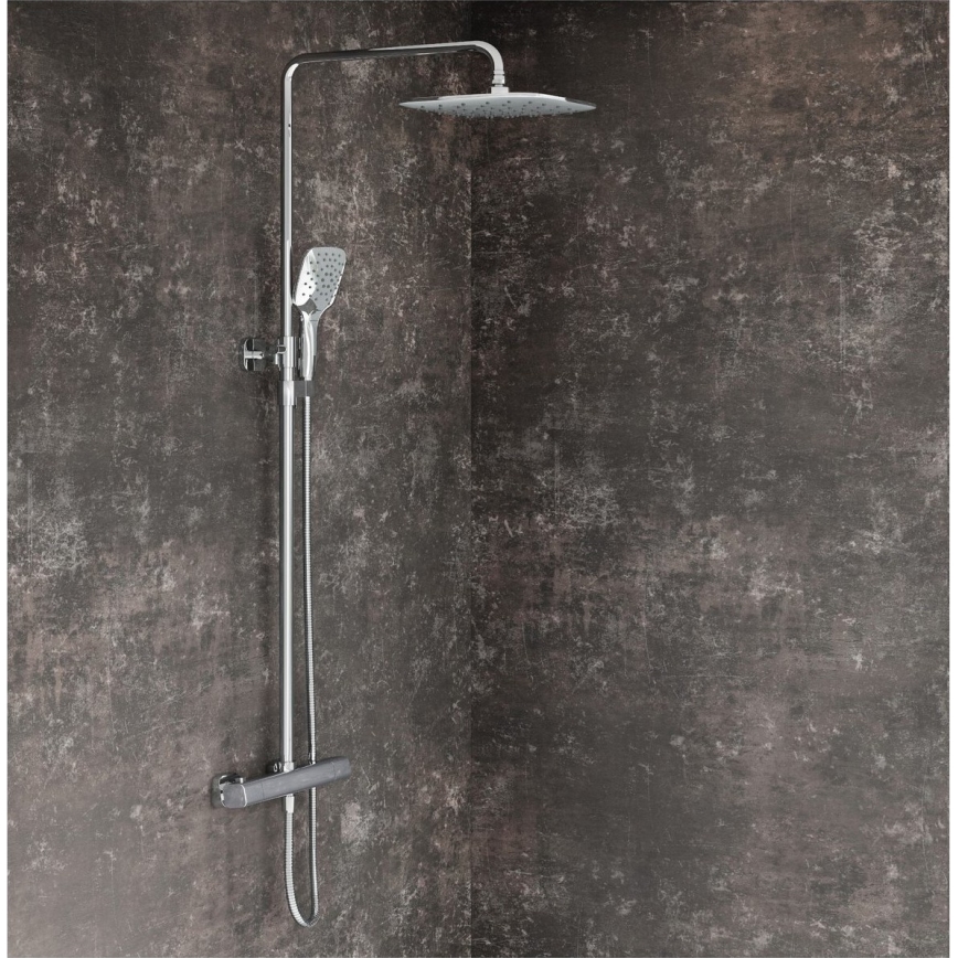 Ravak X070141 - Juego de ducha con mezclador termostático FREE, cromo brillante