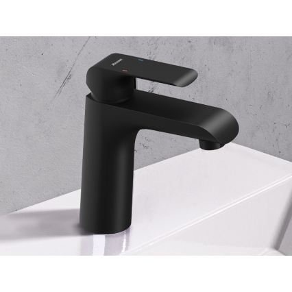 Ravak X070173 - Grifo monomando para lavabo FLAT 15,1 cm, negro mate