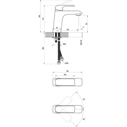 Ravak X070173 - Grifo monomando para lavabo FLAT 15,1 cm, negro mate