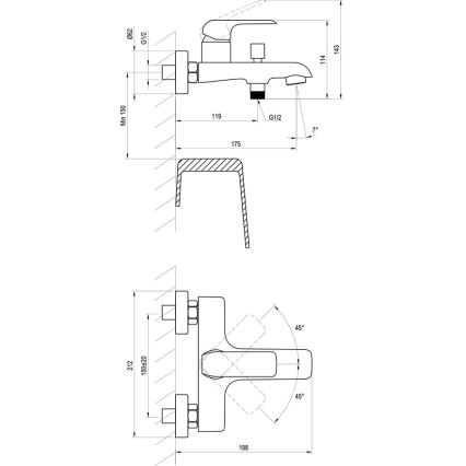 Ravak X070175 - Grifo de bañera FLAT negro mate