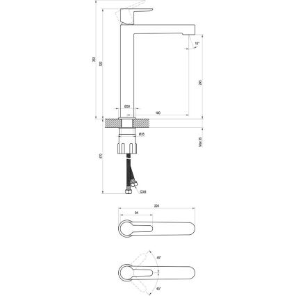 Ravak X070182 - Grifo para lavabo PURI 32,2 cm negro