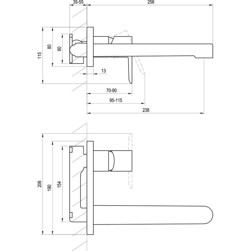 Ravak X070184 - Grifo de lavabo para instalación empotrada PURI negro