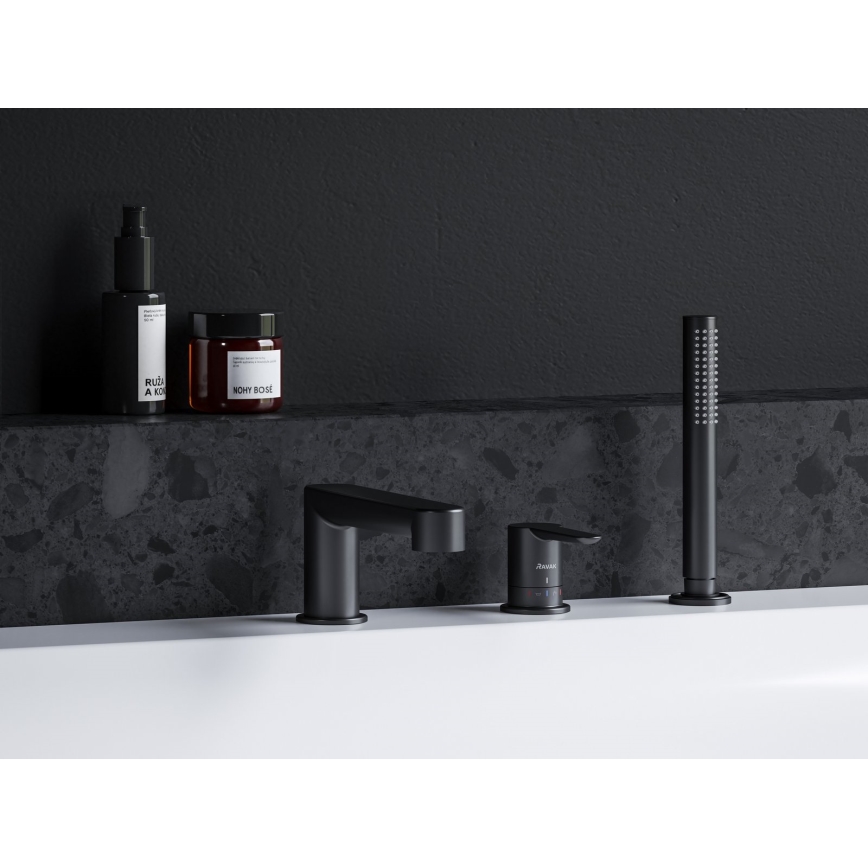 Ravak X070186 - Grifo de bañera de 3 orificios PURI negro
