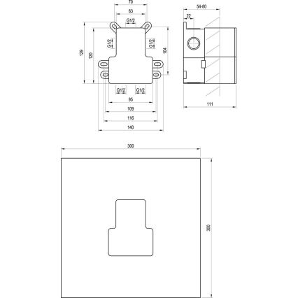 Ravak X070234 - Cuerpo base para grifos empotrados R-BOX 12,9x14 cm