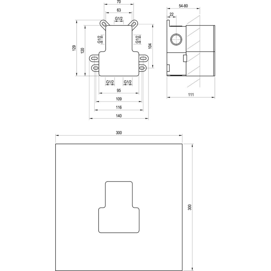 Ravak X070234 - Cuerpo base para grifos empotrados R-BOX 12,9x14 cm