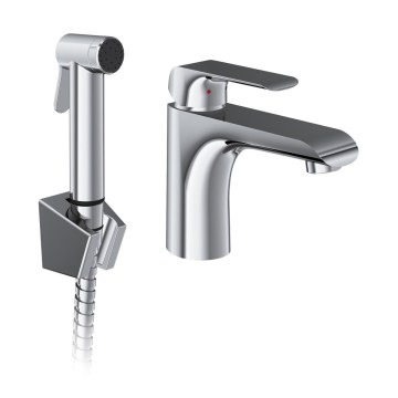 Ravak X070438 - Grifo de lavabo con rociador para bidé FLAT, cromo brillante