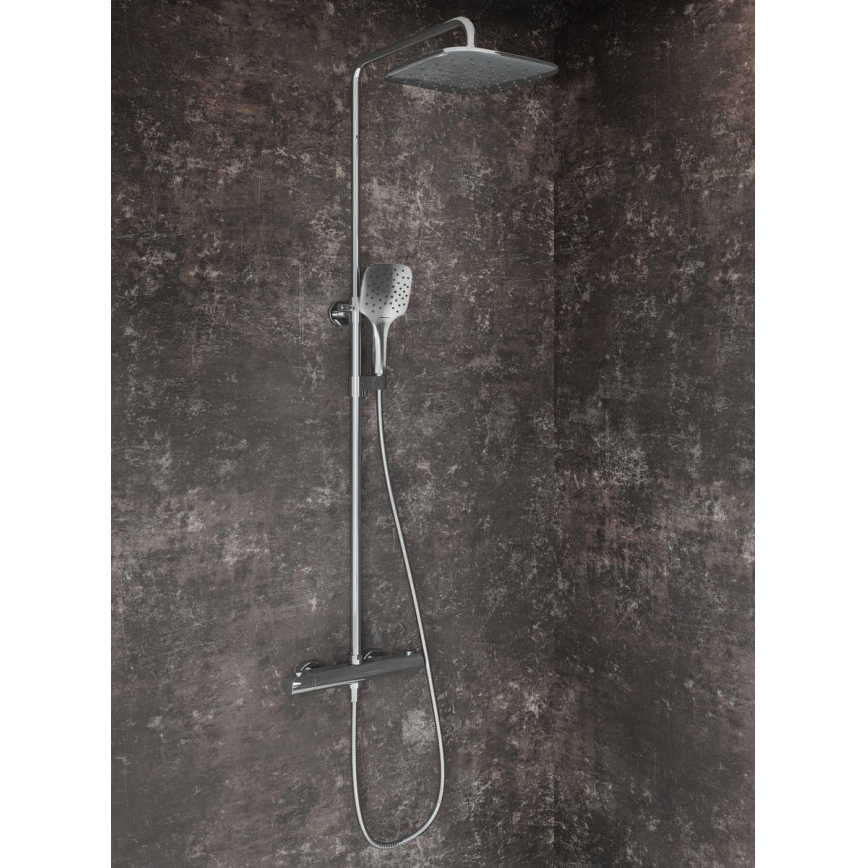 Ravak X070442 - Conjunto de ducha con grifo termostático FLAT, cromo brillante