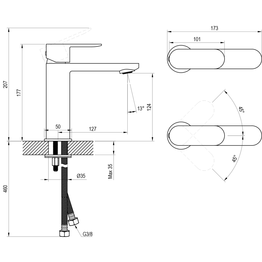 Ravak X070446 - Grifo de lavabo CHROME 17,7 cm, acabado en cromo brillante