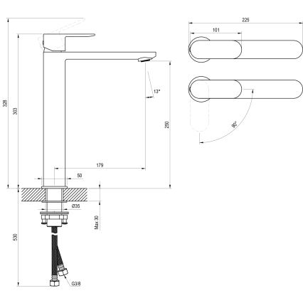 Ravak X070449 - Grifo de lavabo CHROME 30 cm, acabado cromo brillante
