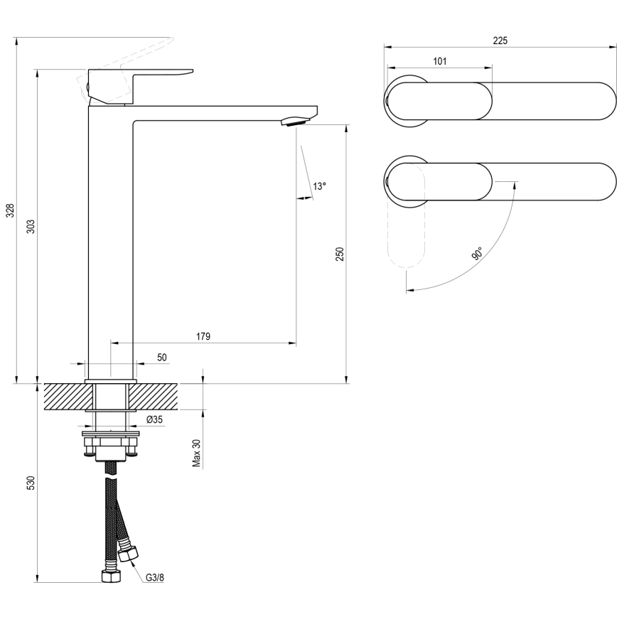 Ravak X070449 - Grifo de lavabo CHROME 30 cm, acabado cromo brillante