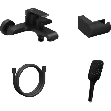 Ravak X07S114 - Conjunto de bañera con grifería FLAT negro mate