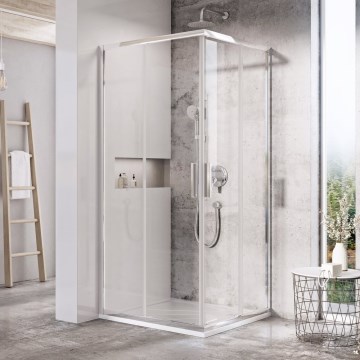 Ravak X1LM70C00Z1 - Mampara de ducha de esquina de cuatro paneles BLIX SLIM 90x90 cm cromo brillante