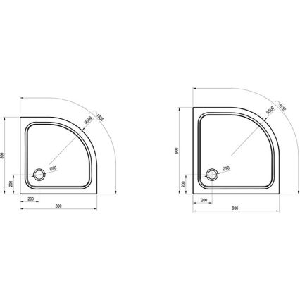 Ravak XA247701010 - Plato de ducha cuadrante ELIPSO 90x90 cm blanco