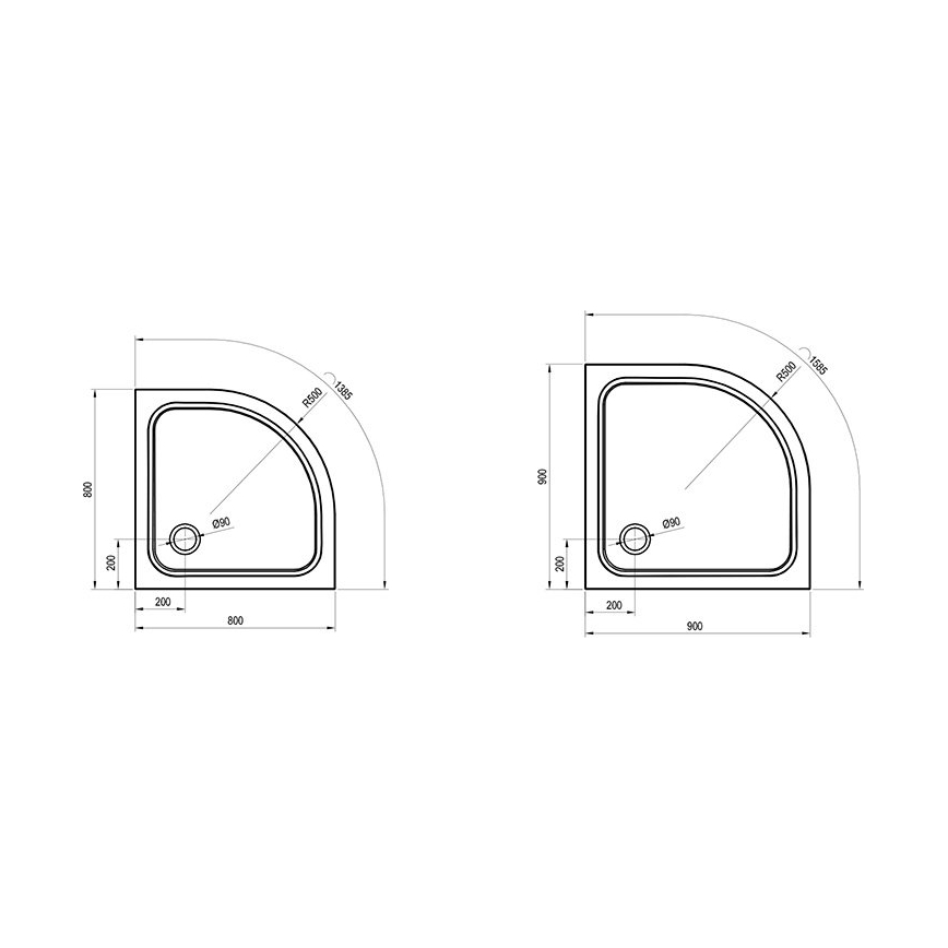 Ravak XA247701010 - Plato de ducha cuadrante ELIPSO 90x90 cm blanco