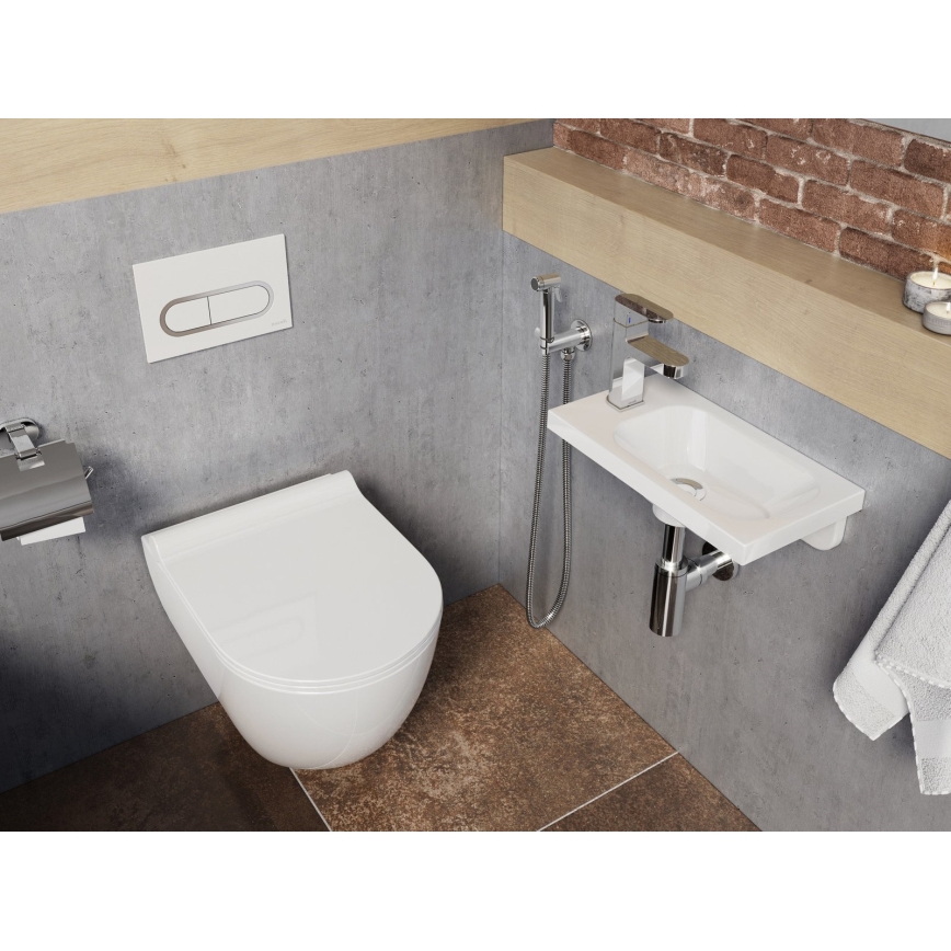 Ravak XJGL1100000 - Lavabo suspendido CHROME 40x22 cm mármol fundido/blanco