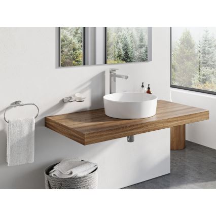 Ravak XJX01140002 - Lavabo sobre encimera UNI SLIM Ø 40 cm cerámica/blanco