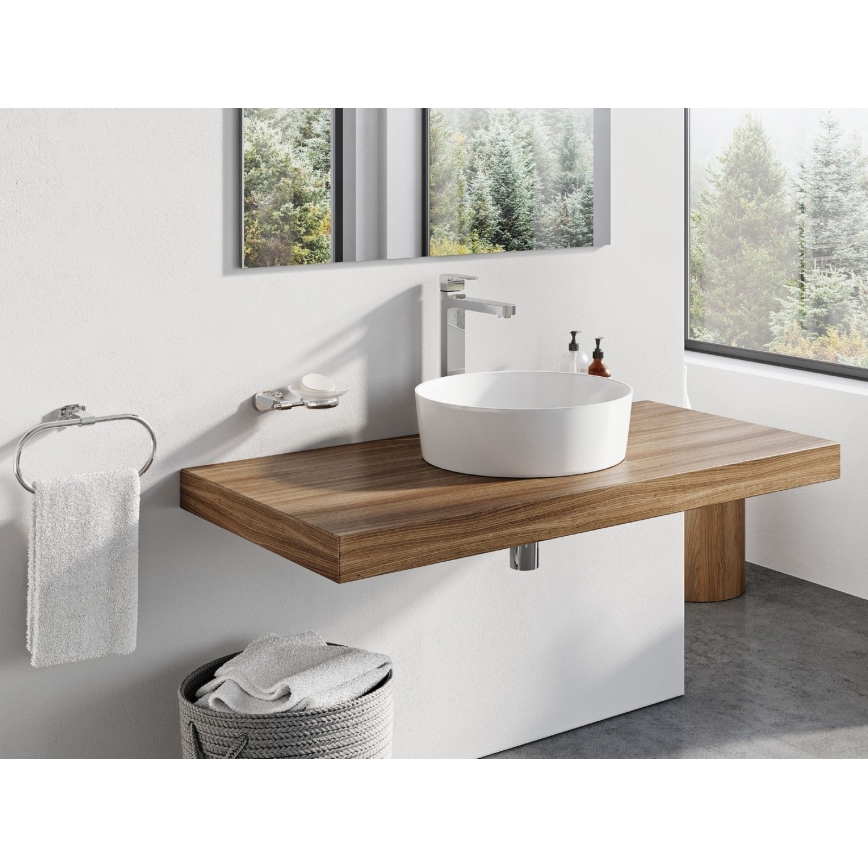 Ravak XJX01140002 - Lavabo sobre encimera UNI SLIM Ø 40 cm cerámica/blanco