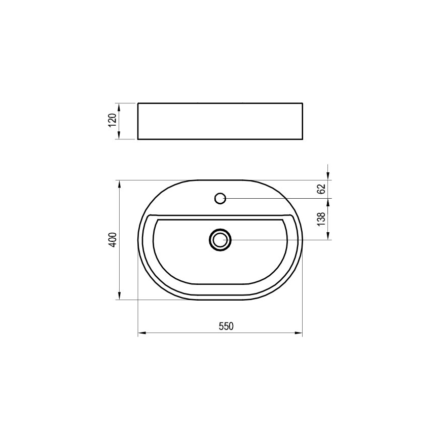 Ravak XJX01155003 - Lavabo para encimera CERAMIC SLIM 55x40 cm cerámica/blanco