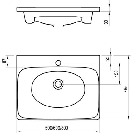 Ravak XJX01250000 - Lavabo empotrado BALANCE 50x46,5 cm cerámica/blanco