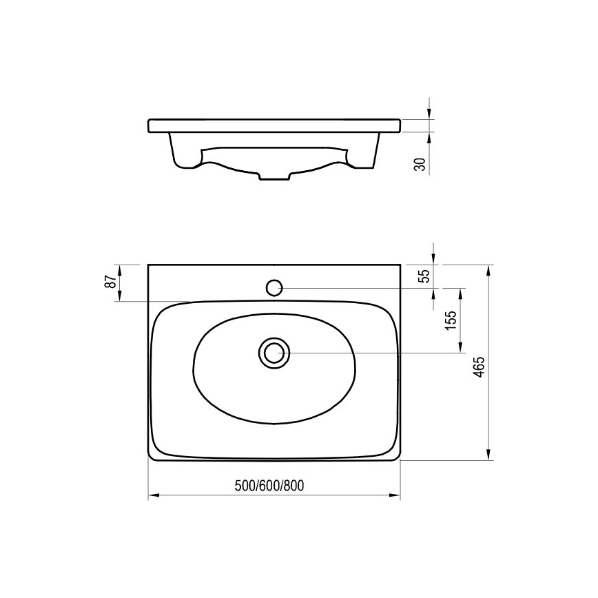 Ravak XJX01250000 - Lavabo empotrado BALANCE 50x46,5 cm cerámica/blanco