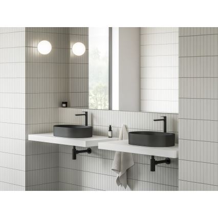 Ravak XJX0D155000 - Lavabo sobre encimera CERAMIC SLIM 55x37 cm cerámica/negro