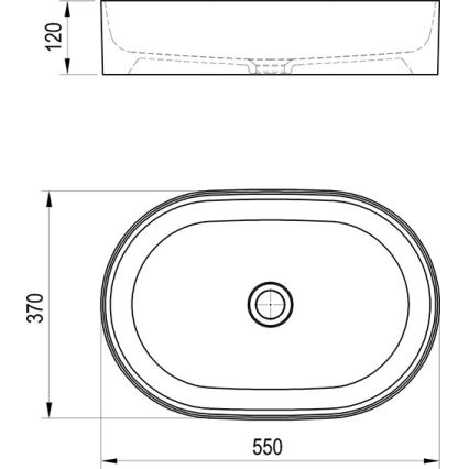 Ravak XJX0D155000 - Lavabo sobre encimera CERAMIC SLIM 55x37 cm cerámica/negro