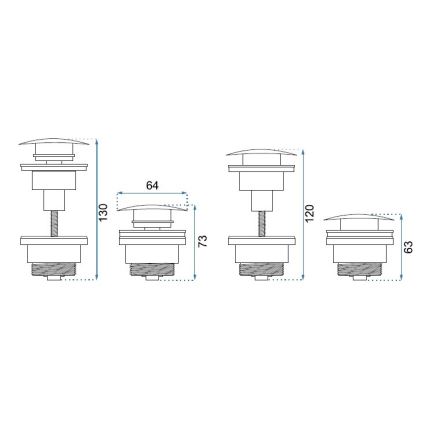 REA-A2360 - Desagüe para lavabo CLICK-CLACK, diámetro 6,4 cm, dorado