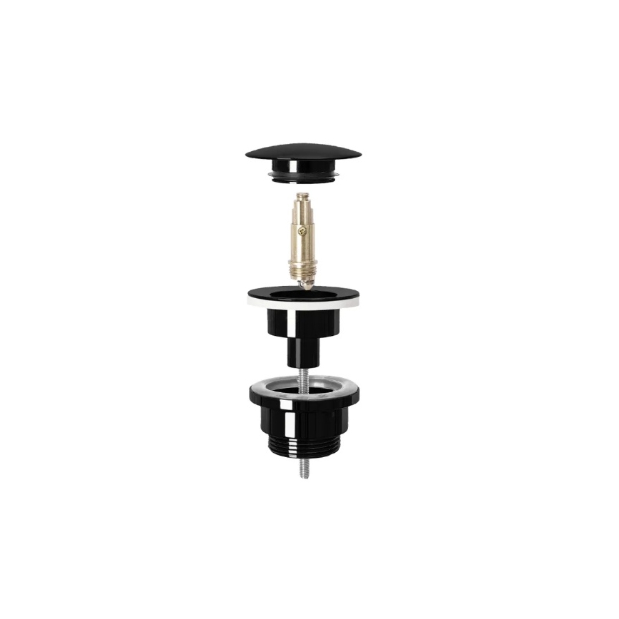 REA-A4100 - Válvula de desagüe CLICK-CLACK para lavabo, diámetro 6,4 cm, negro brillante