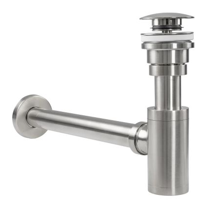 REA-A4400 - Sifón para lavabo con desagüe CLICK-CLACK Ø 6,4 cm, níquel