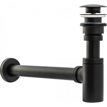 REA-A5215 - Sifón para lavabo con válvula CLICK-CLACK, Ø 6,4 cm, acabado negro mate