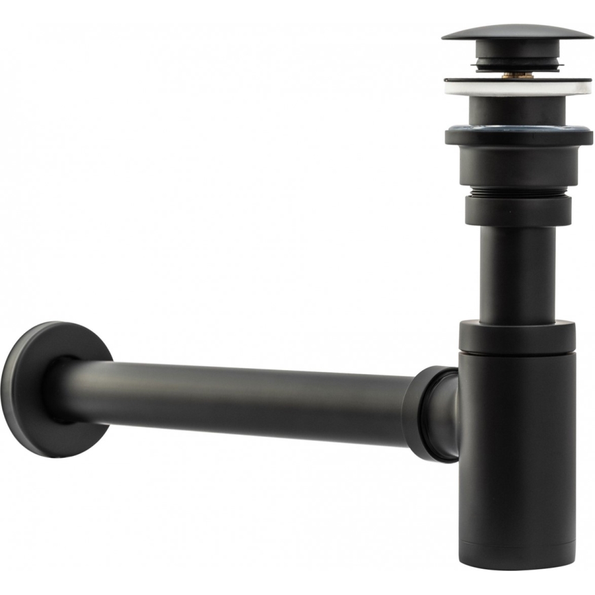 REA-A5215 - Sifón para lavabo con válvula CLICK-CLACK, Ø 6,4 cm, acabado negro mate