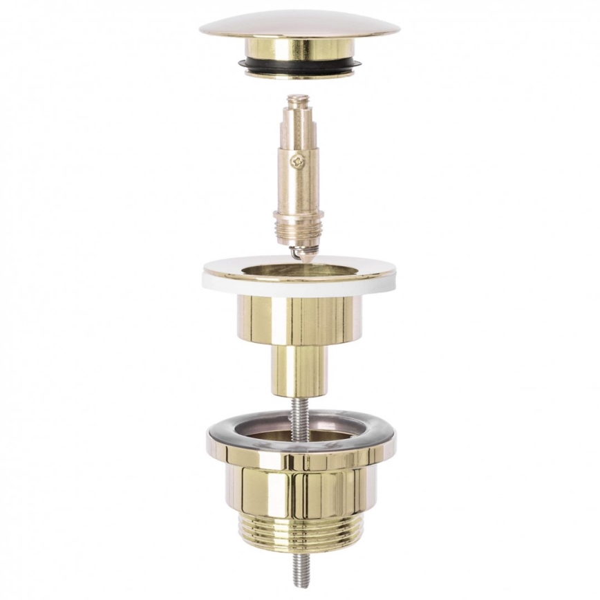REA-A5692 - Sifón para lavabo con válvula de desagüe CLICK-CLACK, diámetro 6,4 cm, acabado dorado