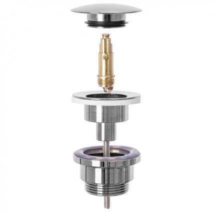 REA-A5693 - Sifón para lavabo con válvula CLICK-CLACK, Ø 6,4 cm, cromo brillante