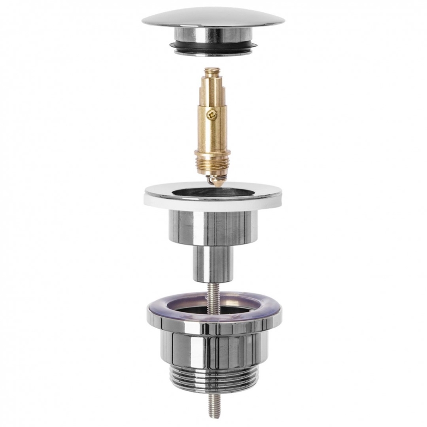 REA-A5693 - Sifón para lavabo con válvula CLICK-CLACK, Ø 6,4 cm, cromo brillante